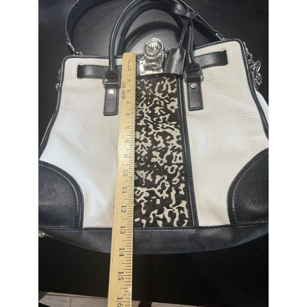 Michael Kors Large Hamilton Satchel Tote Animal Print Calf Hair Leather Bag READ